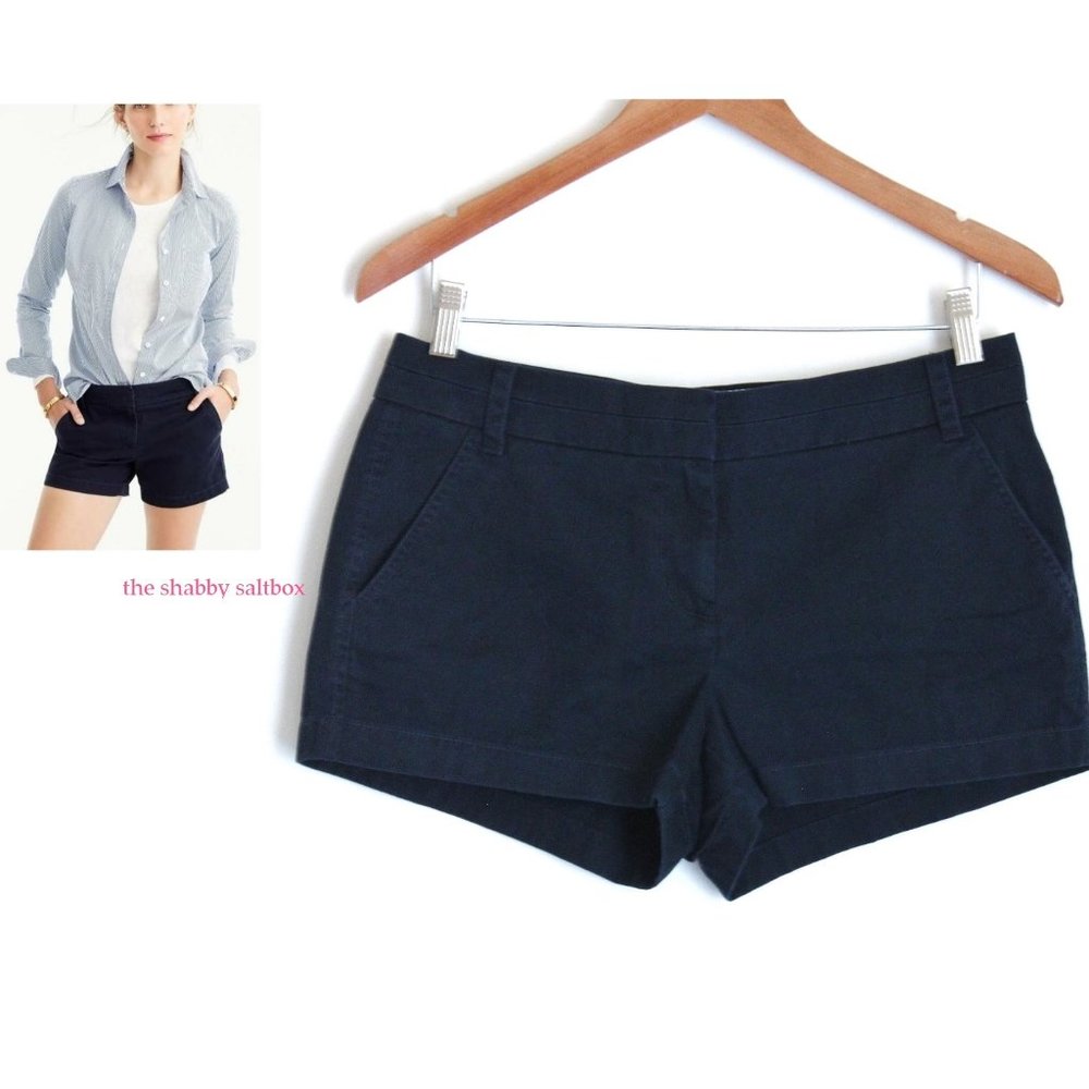 J Crew Chino Shorts Deep Navy Blue Cotton Hot Pants Size 6
